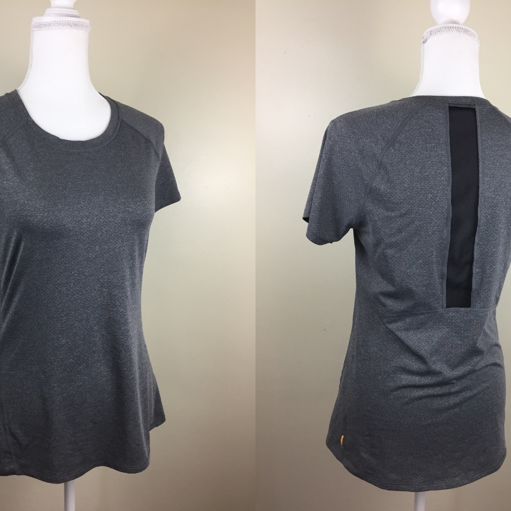 LUCY Black Sheer Mesh Stripe Short Sleeve Shirt